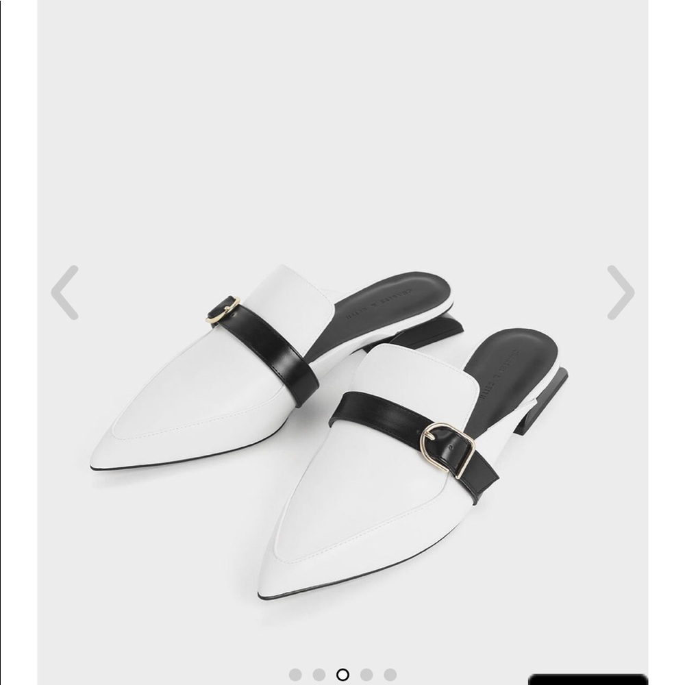 Two-Tone Sculptural Heel Buckle Mules
